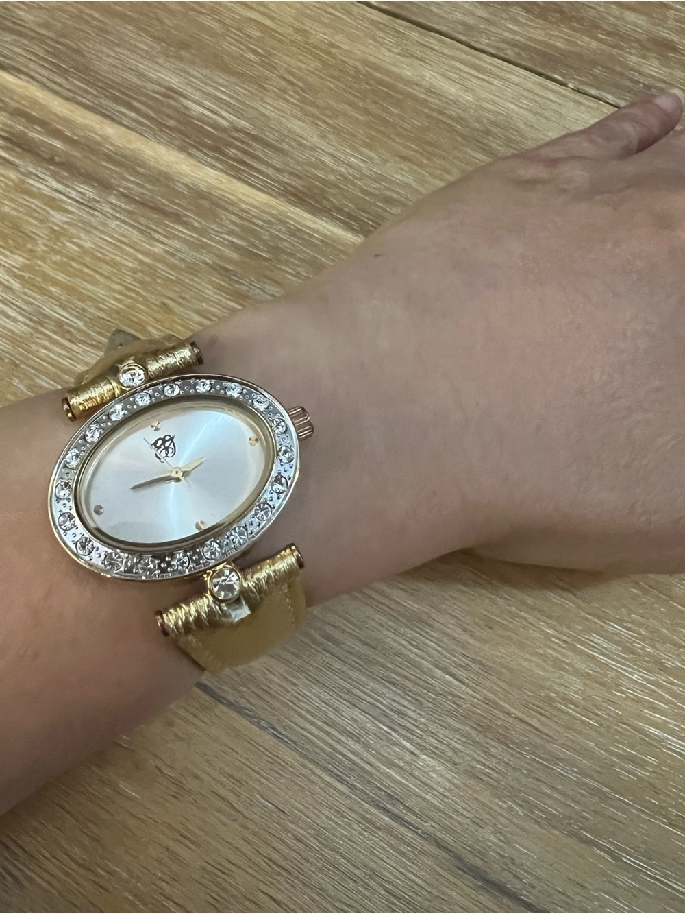 Gold Crystal-Accent Women's Oval Watch by